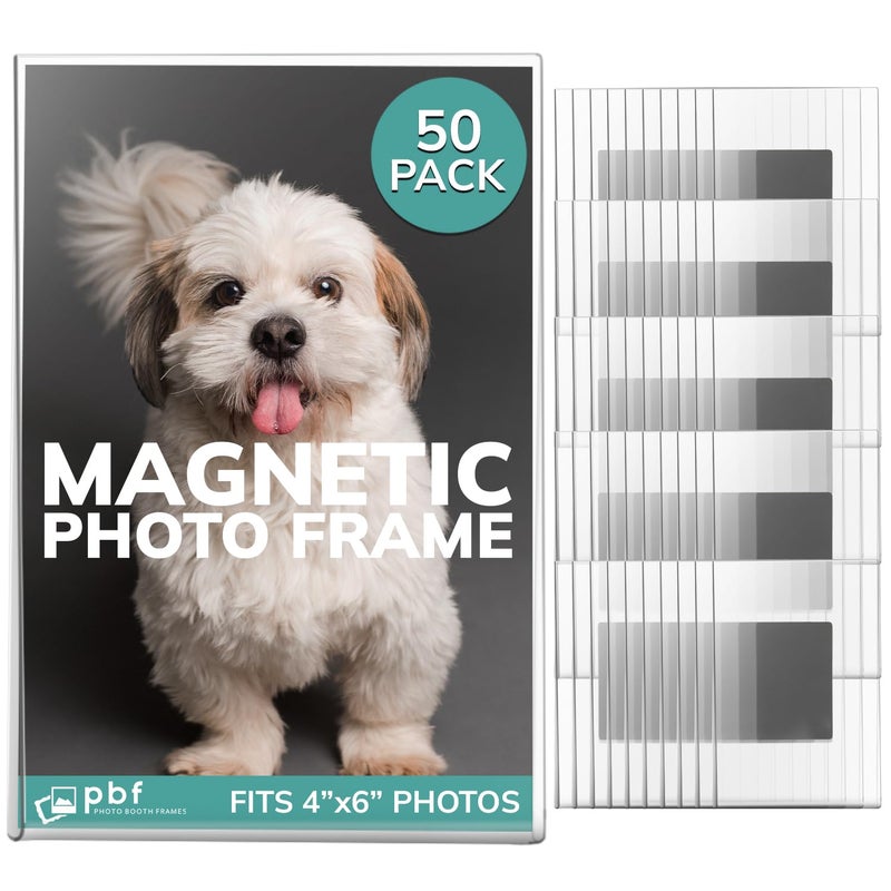 pbf PHOTO BOOTH FRAMES pbf 4x6 Magnetic Picture Frames for Refrigerator | 4 x 6 Clear Magnetic Acrylic Frames | Magnetic Photo Holders for Fridge, Locker, Photo Board, Art Display, Sign Holder (50-Pack) - Image 1